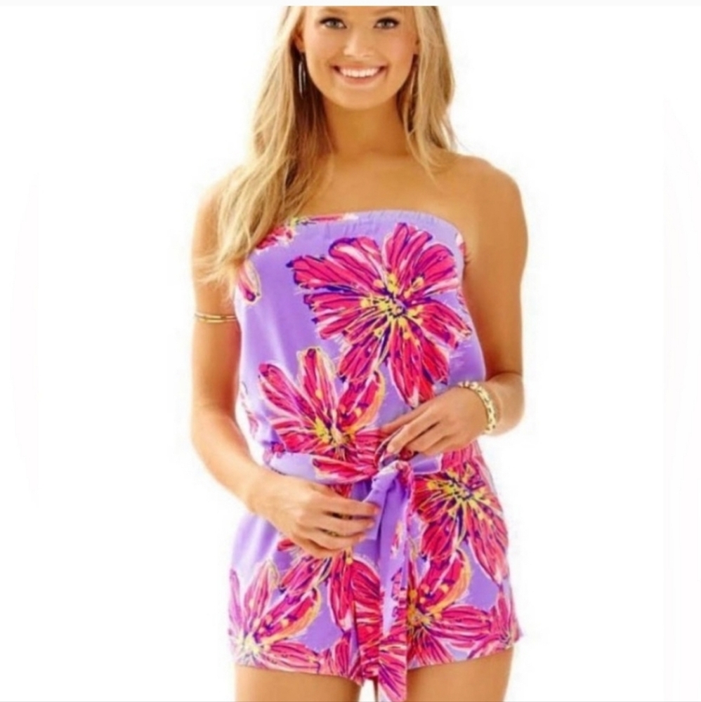 Lilly Pulitzer Ritz Romper Dahlia Purple Party Girl Molly Haynes print